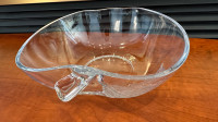 Vintage Apple Shaped Glass Salad Bowl with Leaves  engraved