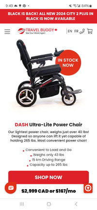 BATTERY OPERATED WHEELCHAIR. PORTABLE TRAVEL BUGGY DASH.