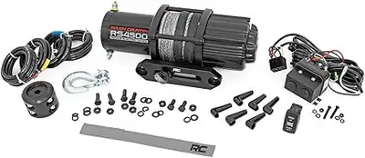 4,500 LB. UTV | ATV Electric Winch | Synthetic Rope Motor: Powerful 1.4HP | Gear Ratio 166:1 | Diffe...
