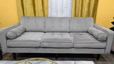 Like New - Light Grey Velvet Sofa, View more