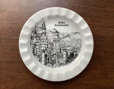 B & W Porcelain Coaster Ashtray Neuschwanstein Castle Germany, View more