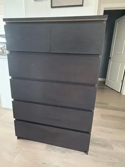 ikea black MALM 6 drawer dresser with wall anchor kit, View more