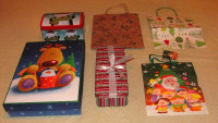 Assorted (6) Christmas Gift Tins / Box / Bags - Like New