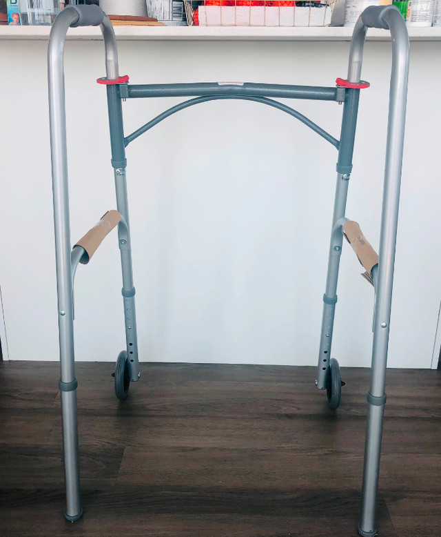 Aluminum Two-Button Release Folding Walker With Wheels in Health & Special Needs in Oshawa / Durham Region - Image 4