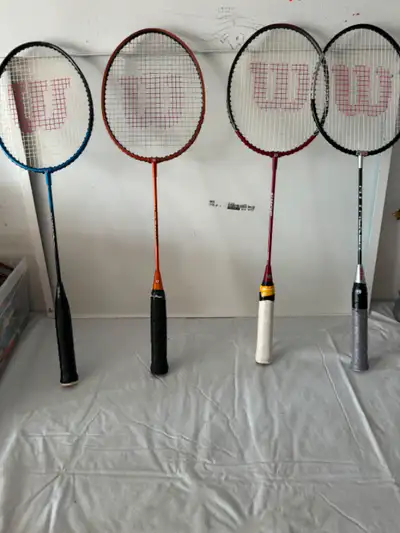 BADMINTON RACKETS, RACKET, RAQUET, 4 VALUE PRICED, WILSON BEGINNER RACKETS, READ ADD FOR DETAILS ADU...