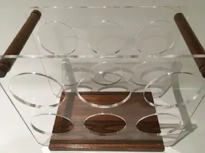 RACK À BOUTEILLES DE VIN CELLIER VINTAGE RÉTRO MID CENTURY TECK, View more