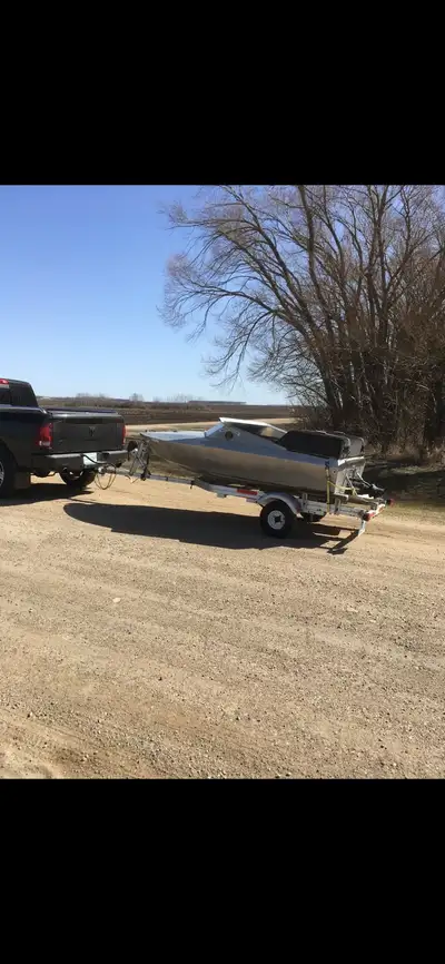 Homemade 13 foot mini jet boat with 140 horsepower Johnson motor that was rebuilt in 2018. Was $4000...