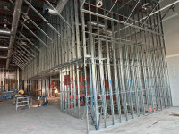 Steel frame, T-Bar and drywall 
