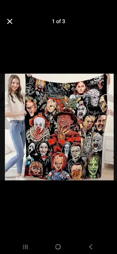 horror icons 70"x85" soft plush blanket with free gift, View more