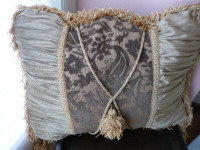Ornate Designed Cushion Accent Throw Pillow with Gold Tassels