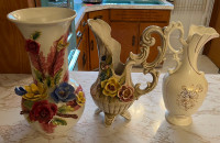 Three vintage flowers vases 