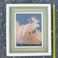 Copper MOOSE embossed framed picture - gift for Hunter