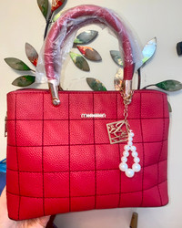 Brand New Red Bag With a Pearls Decor