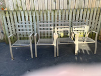 4 Aluminum outdoor chairs in beige