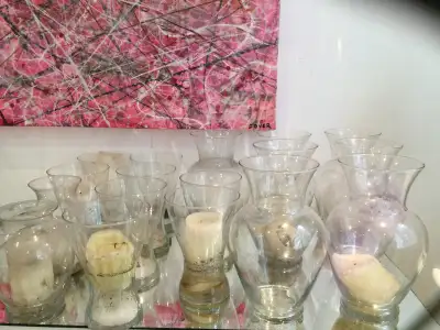 17 Glass Jars Vases  FLOWERS Floral or Candle Holders Outdoor, View more