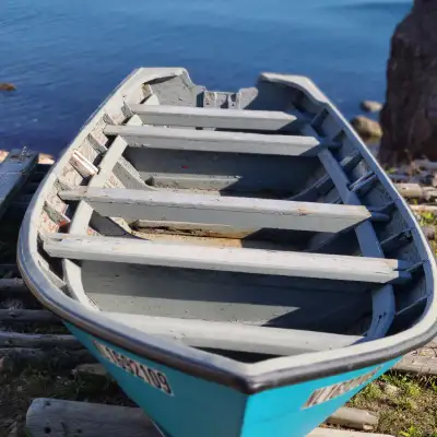 18ftx7ft Bay Of Islands Dory fibreglass over marine plywood boat needs wood stringers and 30hp marin...