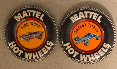 1969 Vintage Hotwheels Redline Tin Badges. King Kuda and Shelby Turbine. Tabs are fully intact. ASKI...