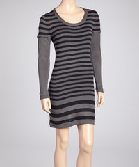 She’s Cool Grey & Black Striped Sweaterdress - New - Large