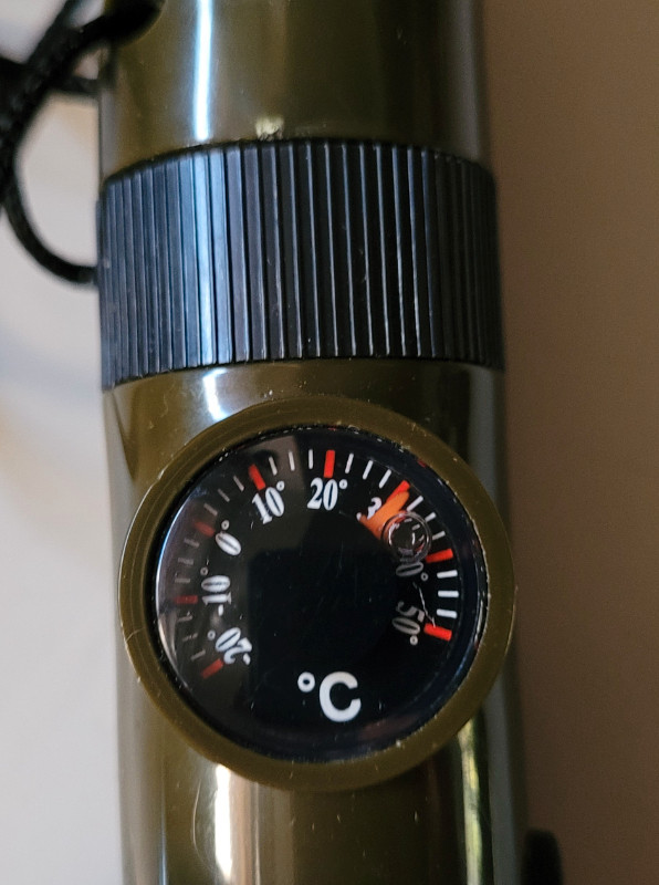 7-1 Emergency Survival Whistle, Thermometer, Compass, Flashlight in Fishing, Camping & Outdoors in Oshawa / Durham Region - Image 2