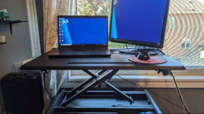 Standing desk or desk riser.Easily movable, View more