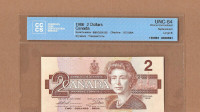 1986 $2 BANK OF CANADA CCCS UNC 64 REPLACEMENT LARGE B