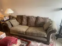 Couch, 8 ft, brown and floral