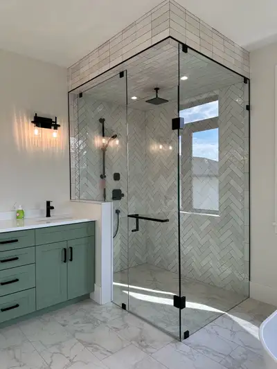CUSTOM SHOWER GLASS ENCLOSURES SHOWER DOORS BATHTUB GLASS SLIDER, View more