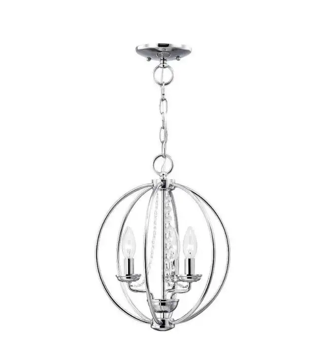 NEW LIVEX ARABELLA 3-Light Globe Mini Chandelier - CHROME