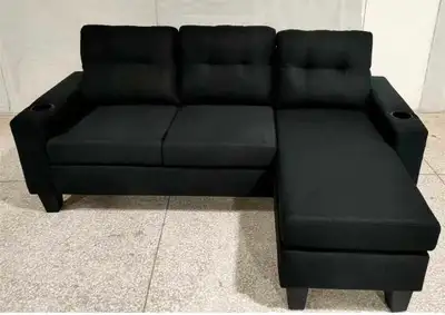 Brand New Black Sectional Sofa + Free delivery, View more