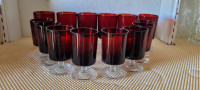 14 Vintage Luminarc Ruby Red Glasses