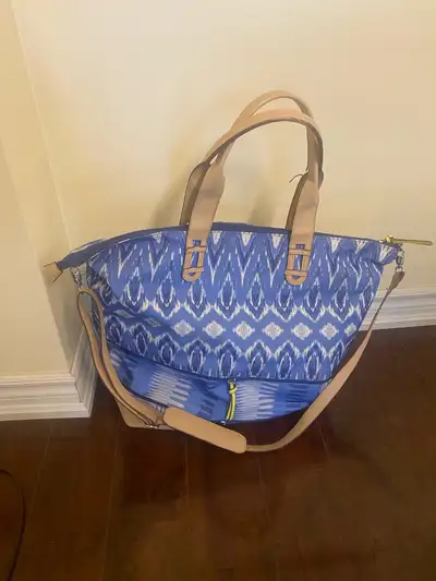 Stella & Dot Blue Ikat Print Tote Bag, View more