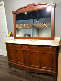 59” Solid Oak Vanity Combo (Cabinet + Top + Mirror) $1200+HST –