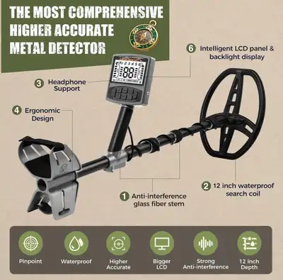 Gbnryg Metal Detector for Adults, Waterproof, 5 Detection Modes, View more