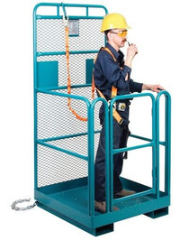 FORKLIFT WORK PLATFORM. MAN LIFT SAFETY CAGE. CSA CERTIFIED.