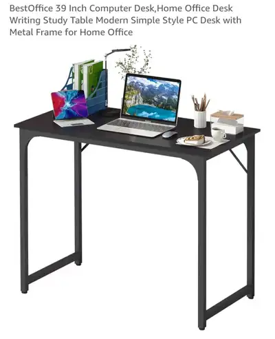 Small black desk with chair, View more