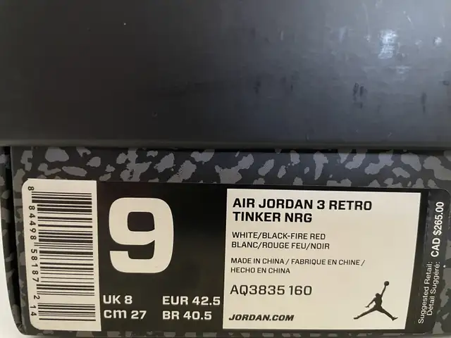 Jordan 3 Tinker Hatfield NRG 2018 (Men) in Men's Shoes in City of Toronto - Image 3