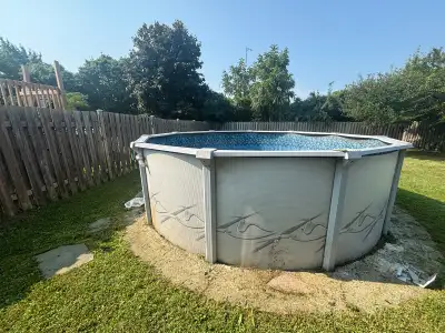 16 feet pool above the ground. Already uninstalled, good condition