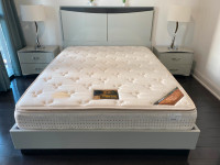 Queen Bed Frame with Mattress and Nightstands