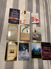 A variety of Christian books-1 hardcover-9 soft cover-$5.00-$4.