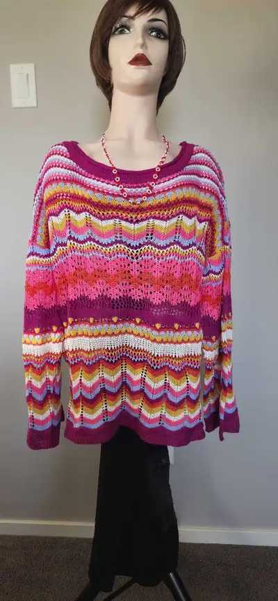 women's bright boho style summer sweater, View more