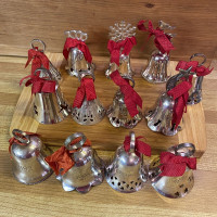 Collection of 13 Annual Silver-Plated Holiday Bells (1992-2002)