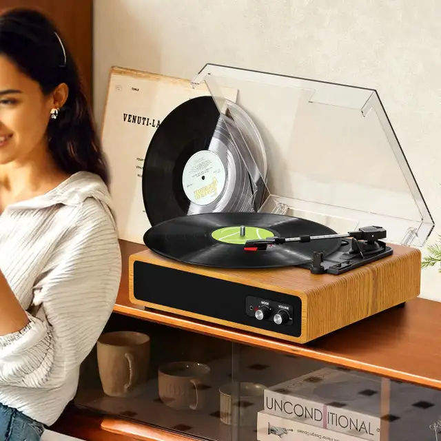 FYDEE Bluetooth Turntable with Built-in Speakers, 3-Speed Vinyl in General Electronics in Mississauga / Peel Region - Image 11