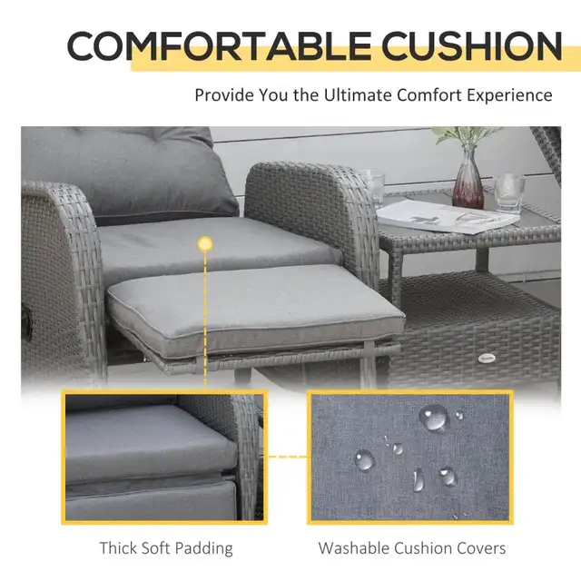 3 Pieces Patio Wicker Bistro Set, PE Rattan Coffee Table & Adjus in Patio & Garden Furniture in Markham / York Region - Image 7