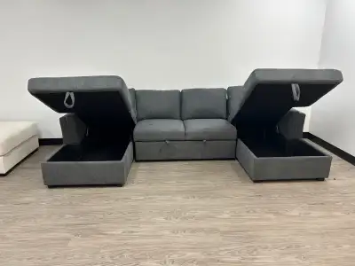 Monster Sectional with twin Chaise and pullout Bed 