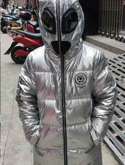 Unisex children, women metallic silver puffer “alien”, 165/84, View more