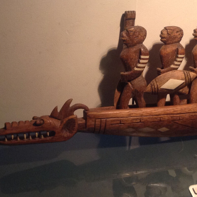 Vintage Borneo Tribal War Canoe Wood Carved in Arts & Collectibles in Vancouver - Image 2