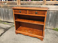Compact Wooden Table With Two Drawers & Storage Shelfs 
