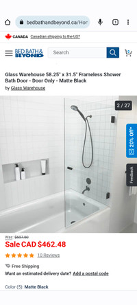 Glass warehouse   frameless shower bath door only 