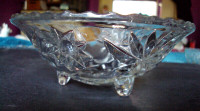 ANCHOR HOCKING STAR OF DAVID BOWL FOOTED CLEAR  CANDY DISH