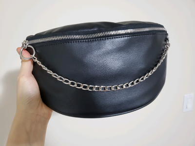 Forever 21 Waist bag Belt Fanny Pouch Black Chain Zipper, View more